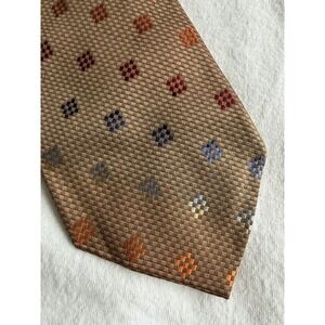 Portfolio Studio	Bronze Multi Rainbow Geometric Woven Wide 100% Silk Tie Necktie